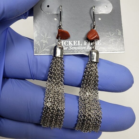 2/$30 Silver tone Beaded Fringed Fishhook Drop Dangle Earrings Women's Jewelry - Picture 3 of 8